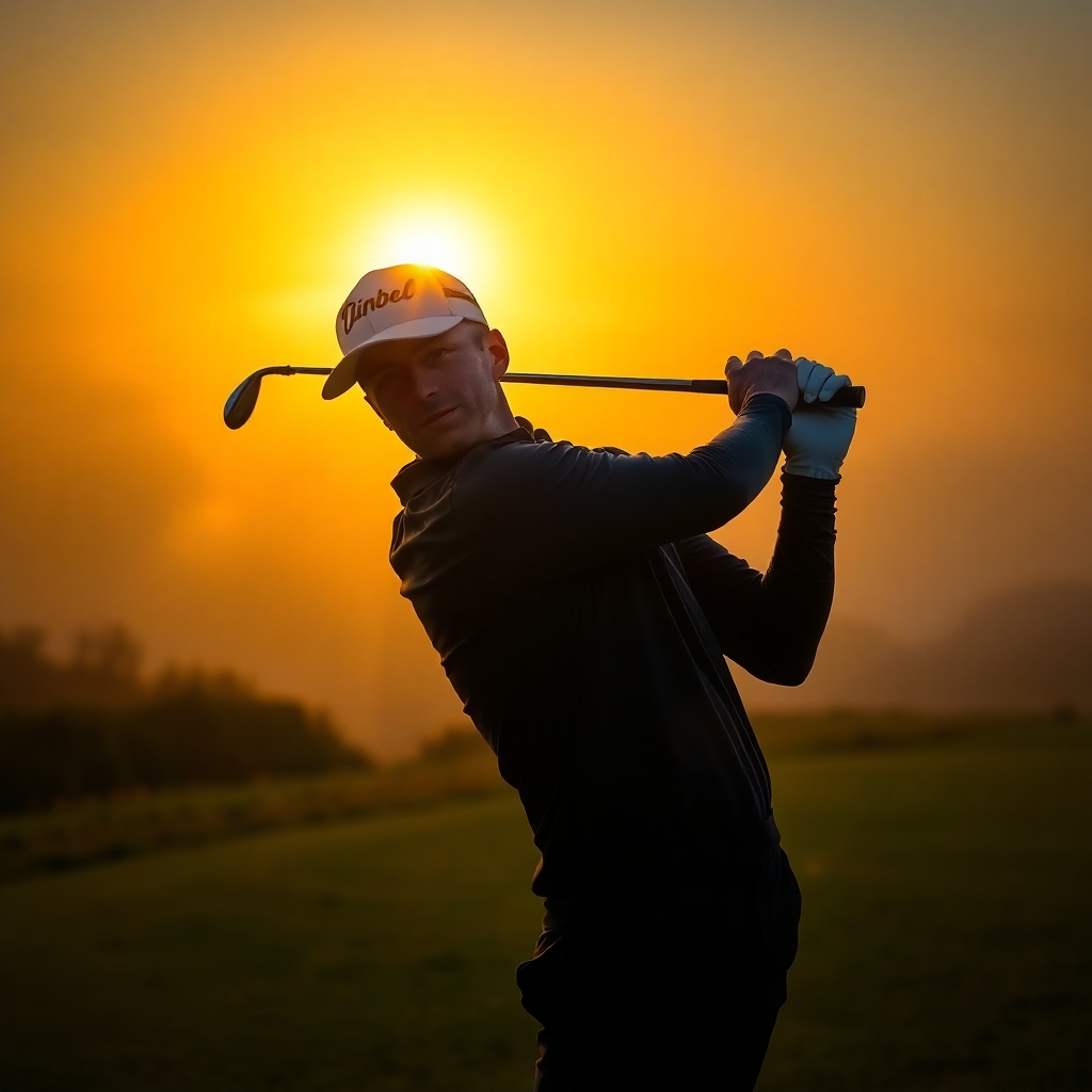 A golfer studying the ball’s landing spot, reflecting on what adjustments to make.