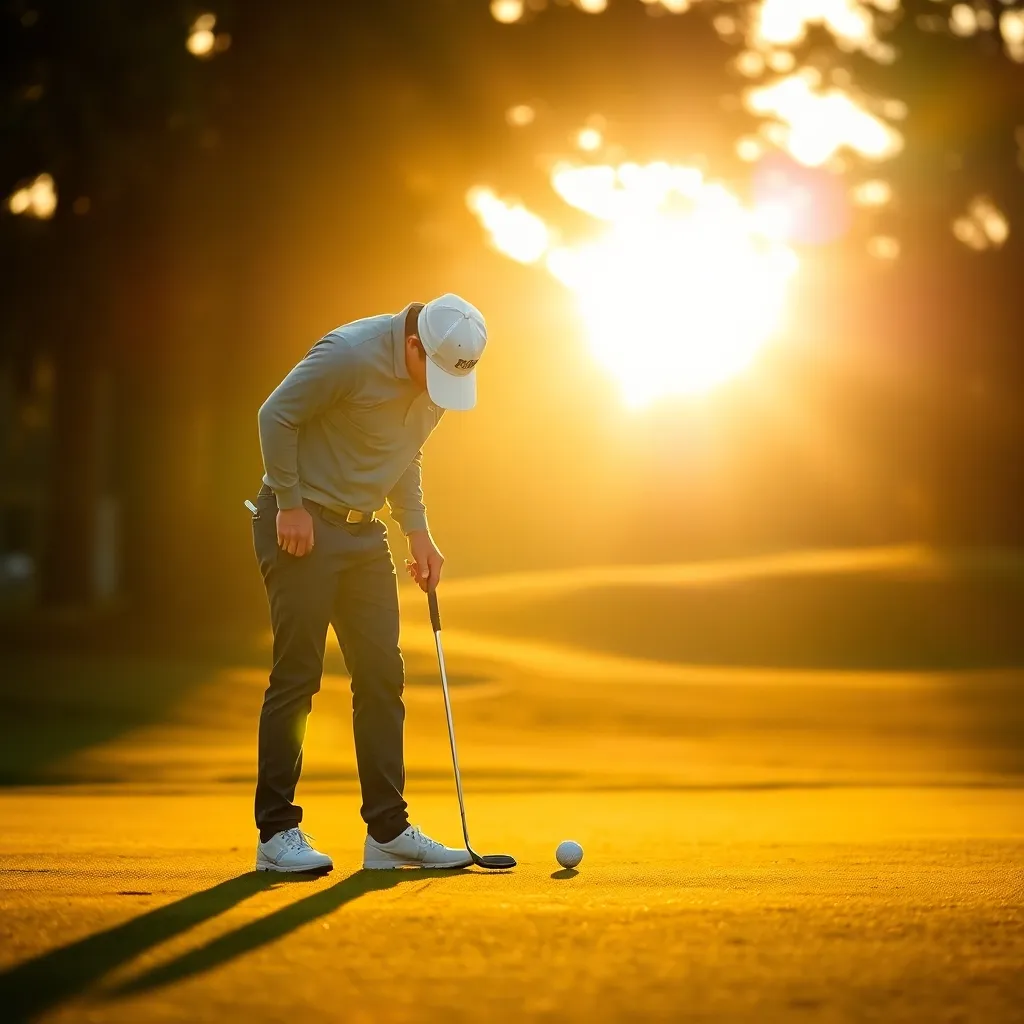 A golfer resetting after missing a putt, demonstrating resilience and learning from setbacks.