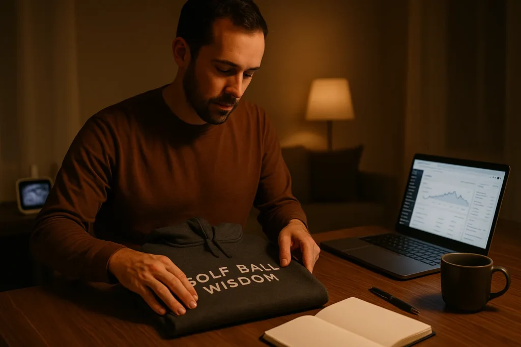 Late-night hustle: dad building a brand while kids sleep.
