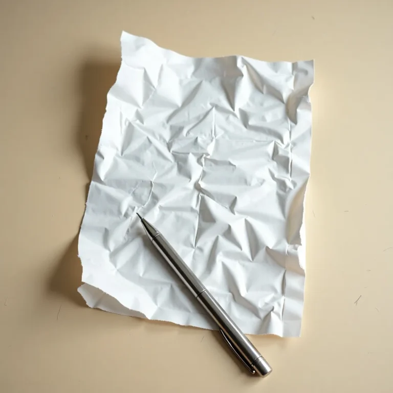 Crumpled paper, symbolizing an unsent message about men's personal growth from the brink.