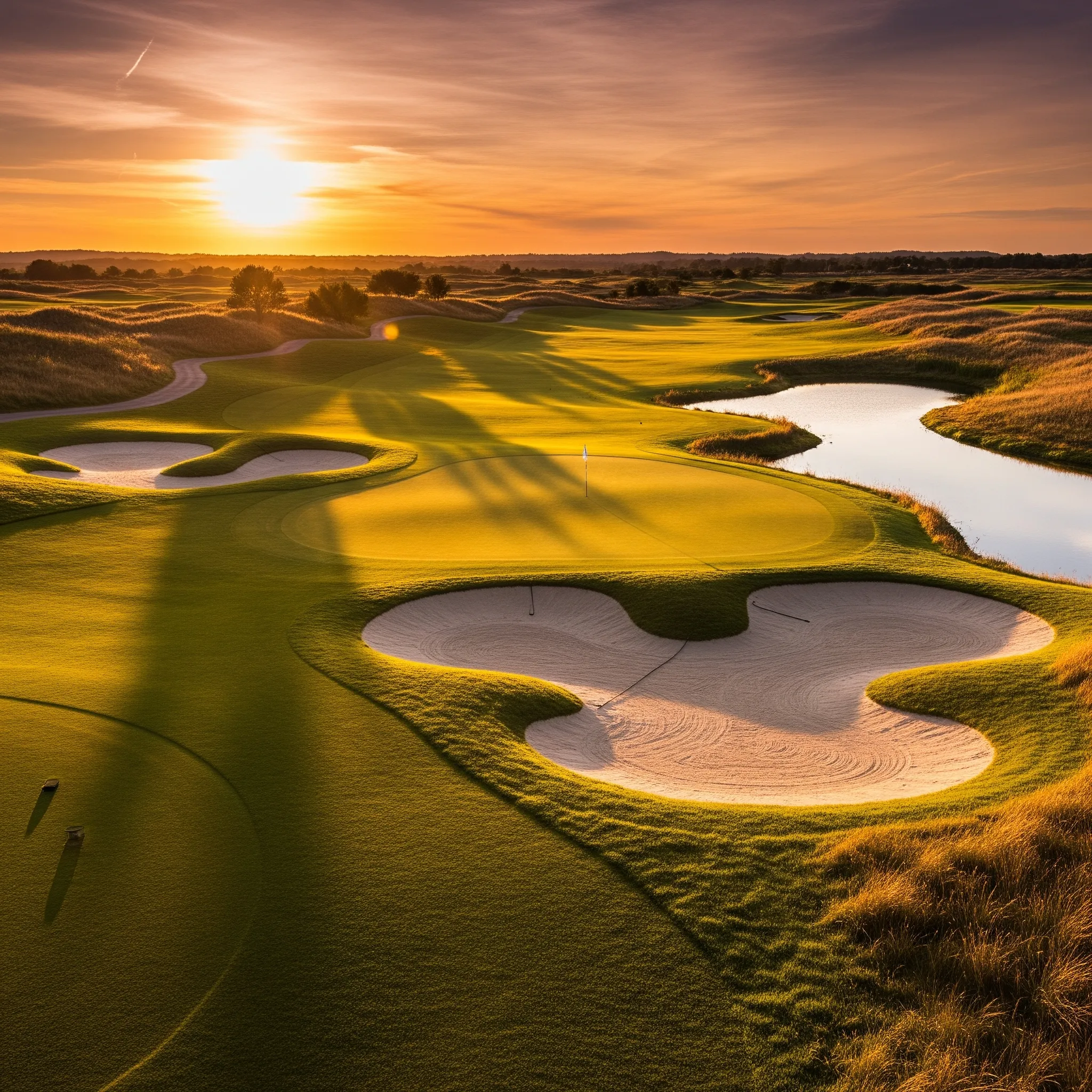 Diverse golf course terrain, symbolizing life's unique challenges and obstacles.
