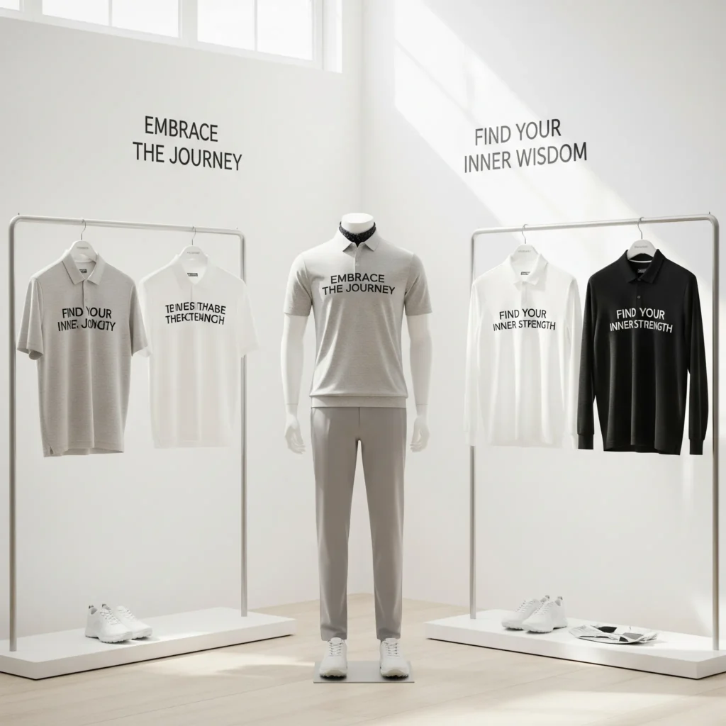 Meaningful apparel collection supporting mental caddie mission for self-discovery and personal growth