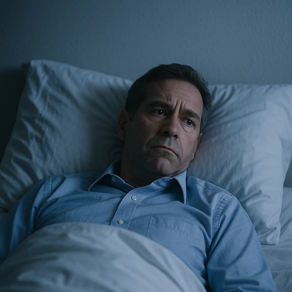 A man up at 2 am before using golf life coaching for men