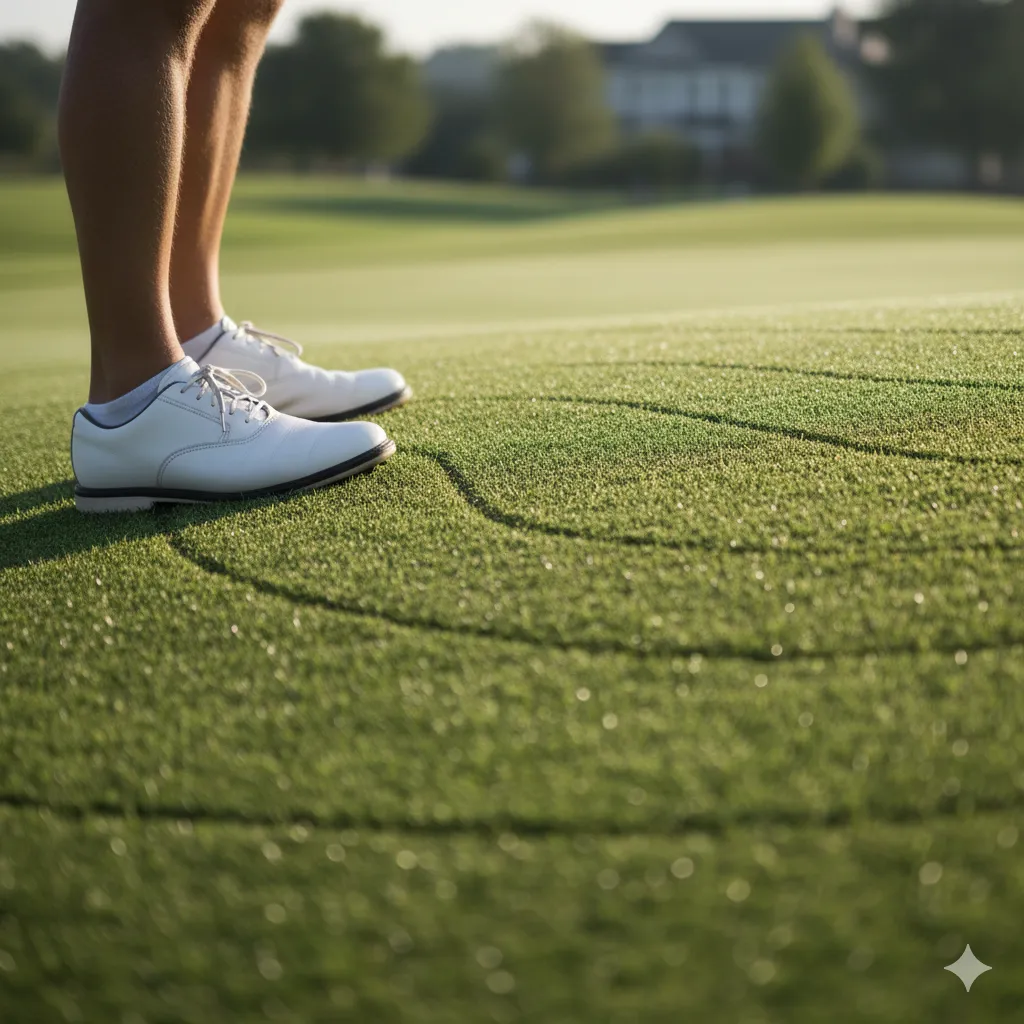 Read Roll Release putting with golfer reading slope using feet