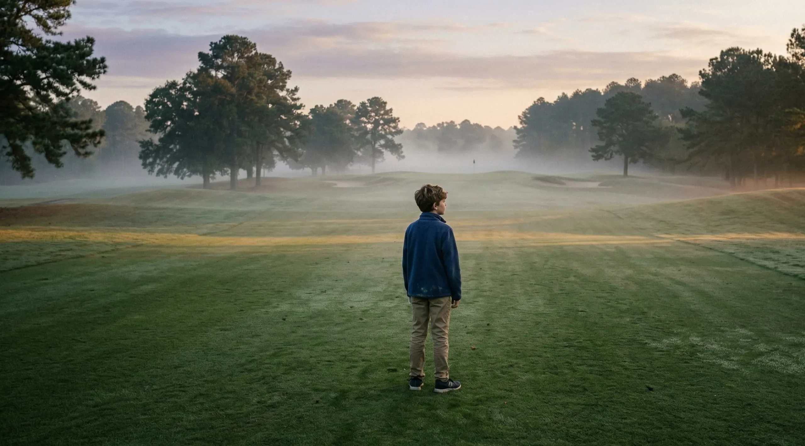 A young overloaded player experiencing a rare moment of stillness on the golf course away from digital devices.